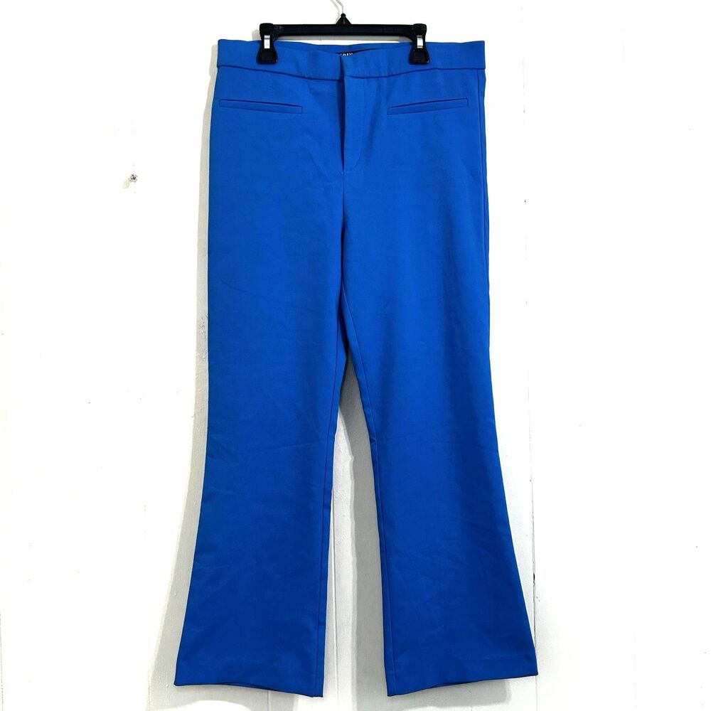 Zara Women’s Pants Size Large Flare Ankle Blue Trousers Pants Office Preppy